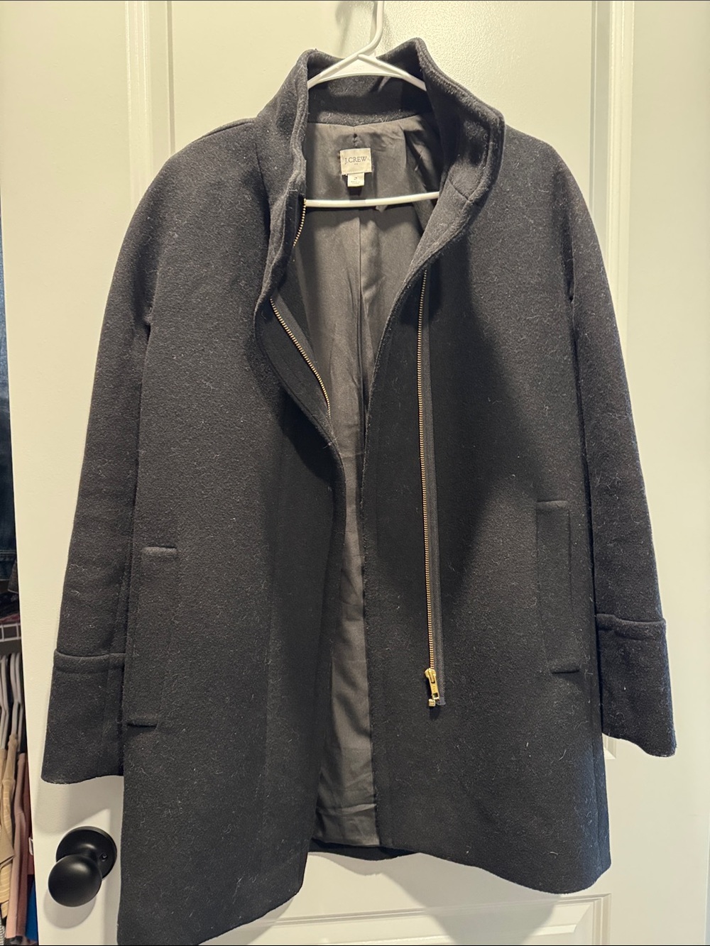 J. Crew Women’s Black Wool Blend Stand Collar Coat
